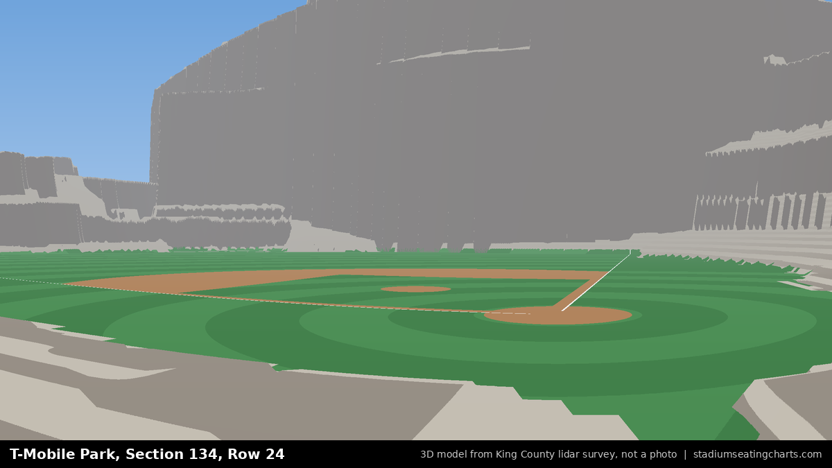 View from T-Mobile Park Section 134, Row 24, looking toward the pitcher's mound
