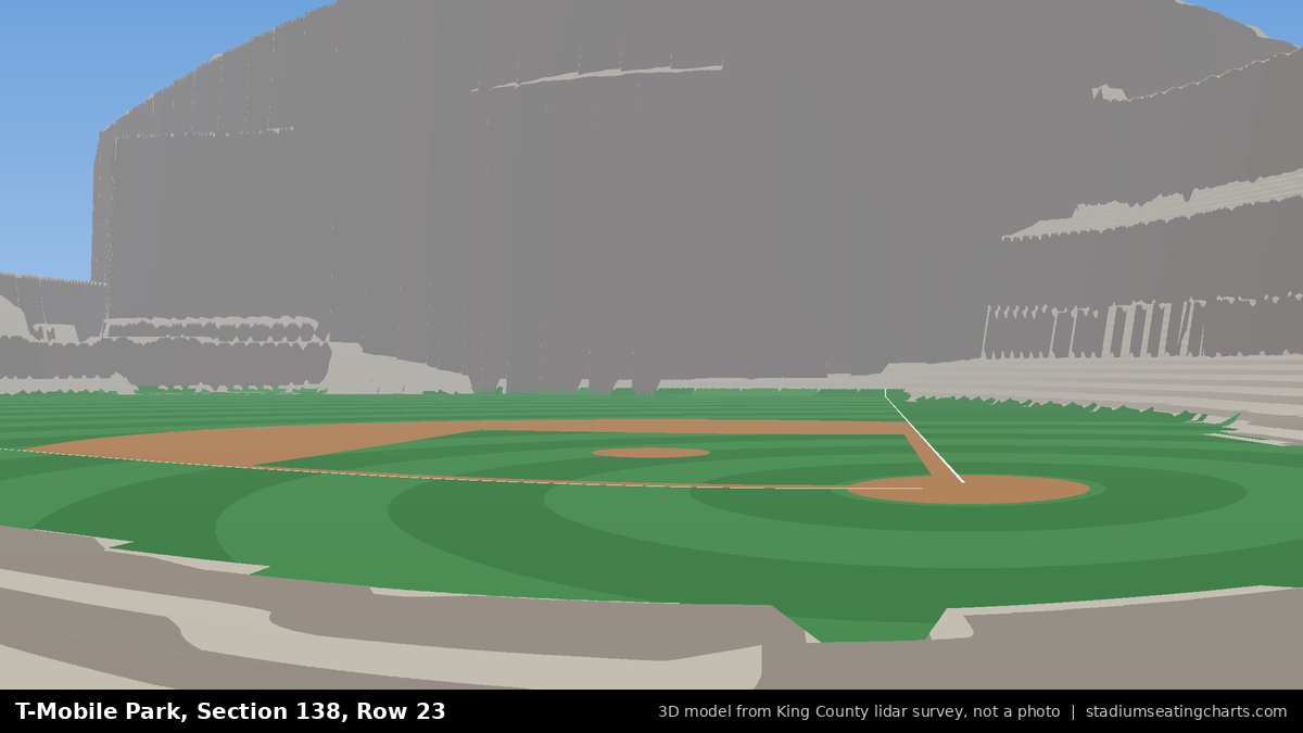 View from T-Mobile Park Section 138, Row 23, looking toward the pitcher's mound