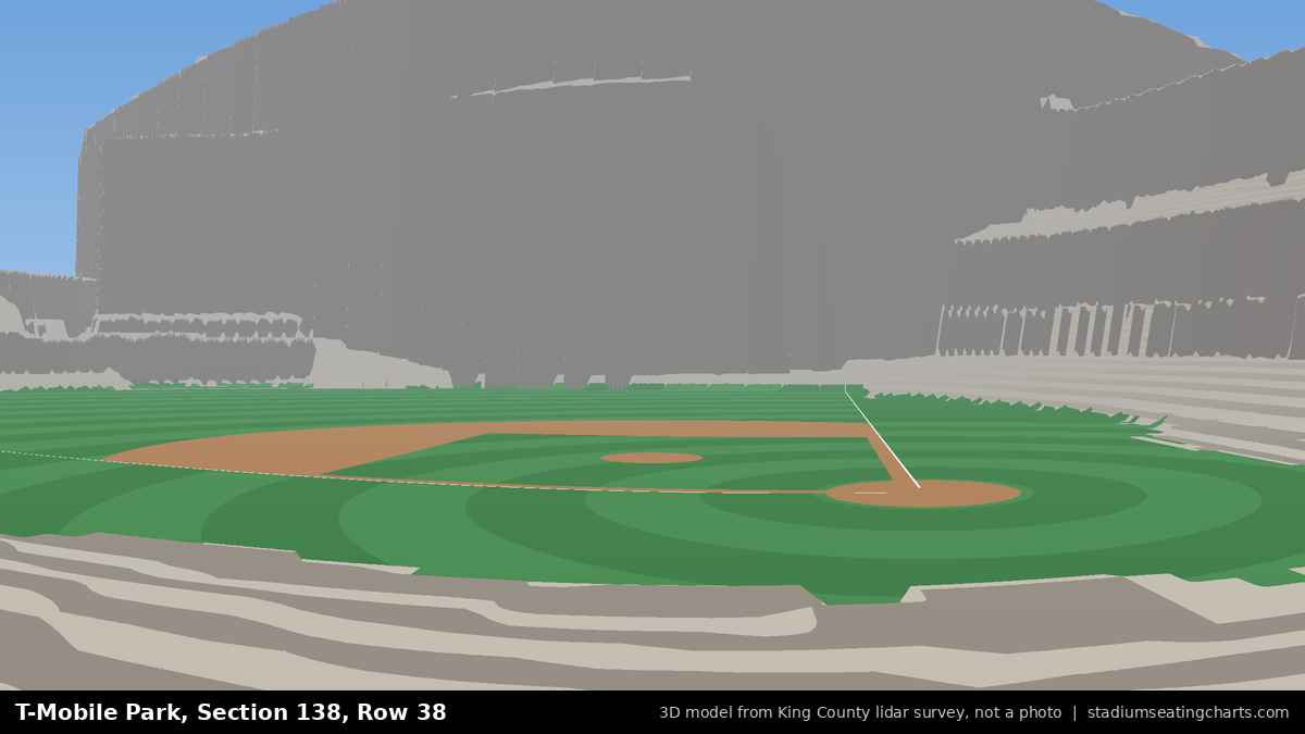 View from T-Mobile Park Section 138, Row 38, looking toward the pitcher's mound