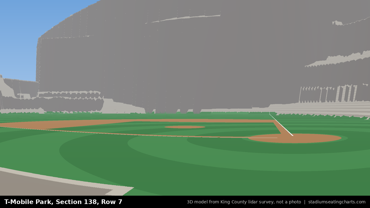 View from T-Mobile Park Section 138, Row 7, looking toward the pitcher's mound