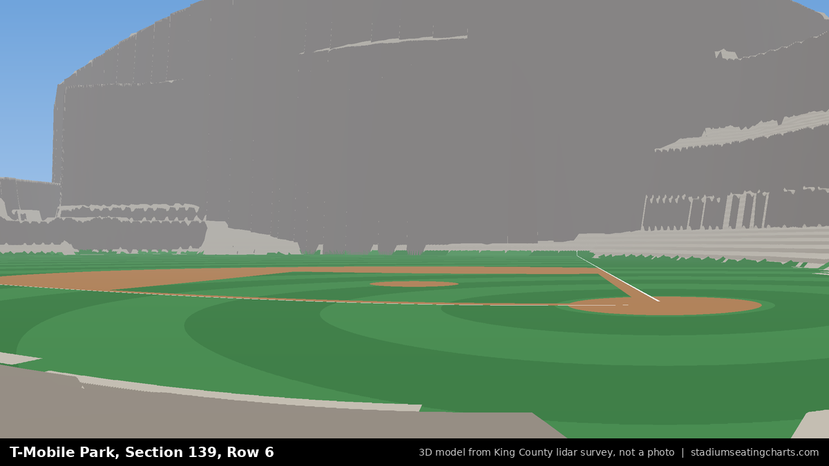 View from T-Mobile Park Section 139, Row 6, looking toward the pitcher's mound