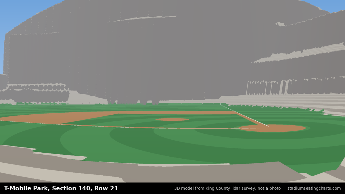View from T-Mobile Park Section 140, Row 21, looking toward the pitcher's mound