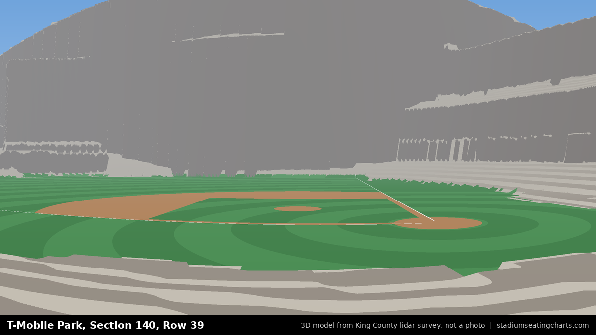 View from T-Mobile Park Section 140, Row 39, looking toward the pitcher's mound