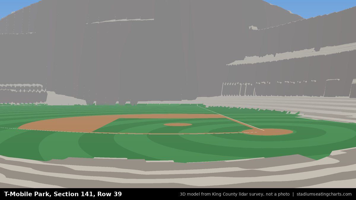 View from T-Mobile Park Section 141, Row 39, looking toward the pitcher's mound