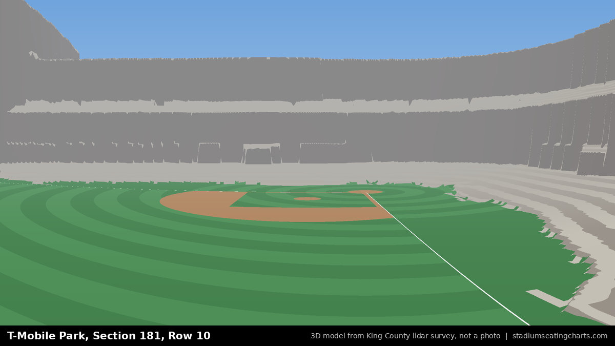 View from T-Mobile Park Section 181, Row 10, looking toward the pitcher's mound