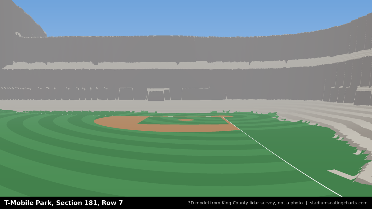 View from T-Mobile Park Section 181, Row 7, looking toward the pitcher's mound