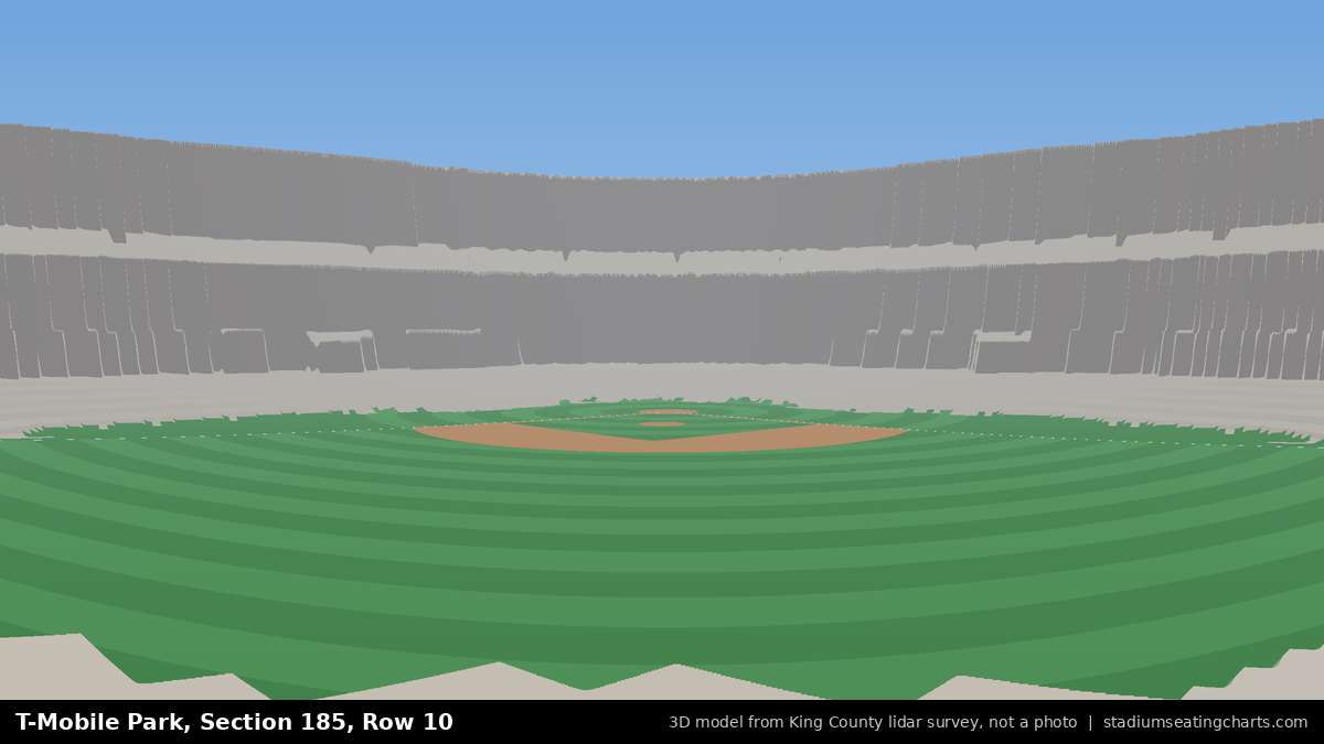 View from T-Mobile Park Section 185, Row 10, looking toward the pitcher's mound