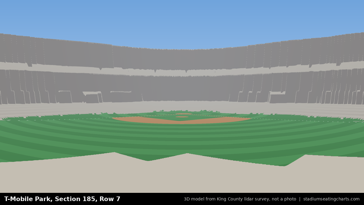 View from T-Mobile Park Section 185, Row 7, looking toward the pitcher's mound