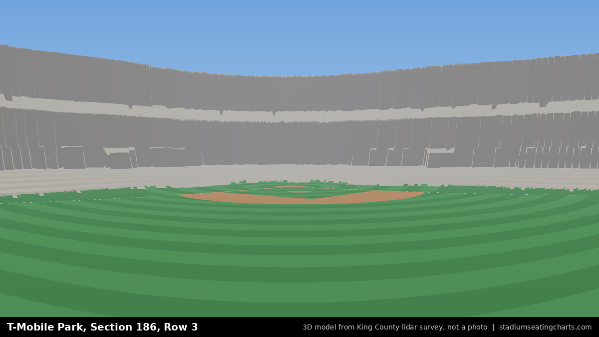 View from T-Mobile Park Section 186, Row 3, looking toward the pitcher's mound
