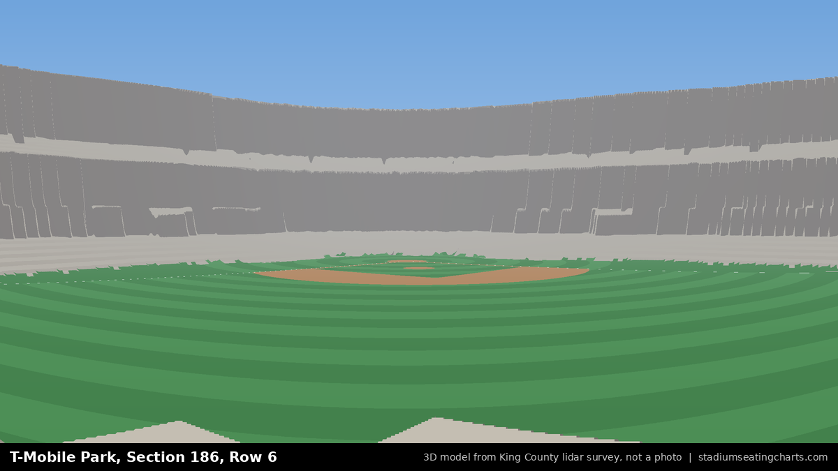 View from T-Mobile Park Section 186, Row 6, looking toward the pitcher's mound