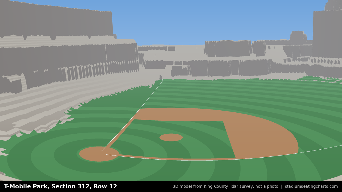 View from T-Mobile Park Section 312, Row 12, looking toward the pitcher's mound