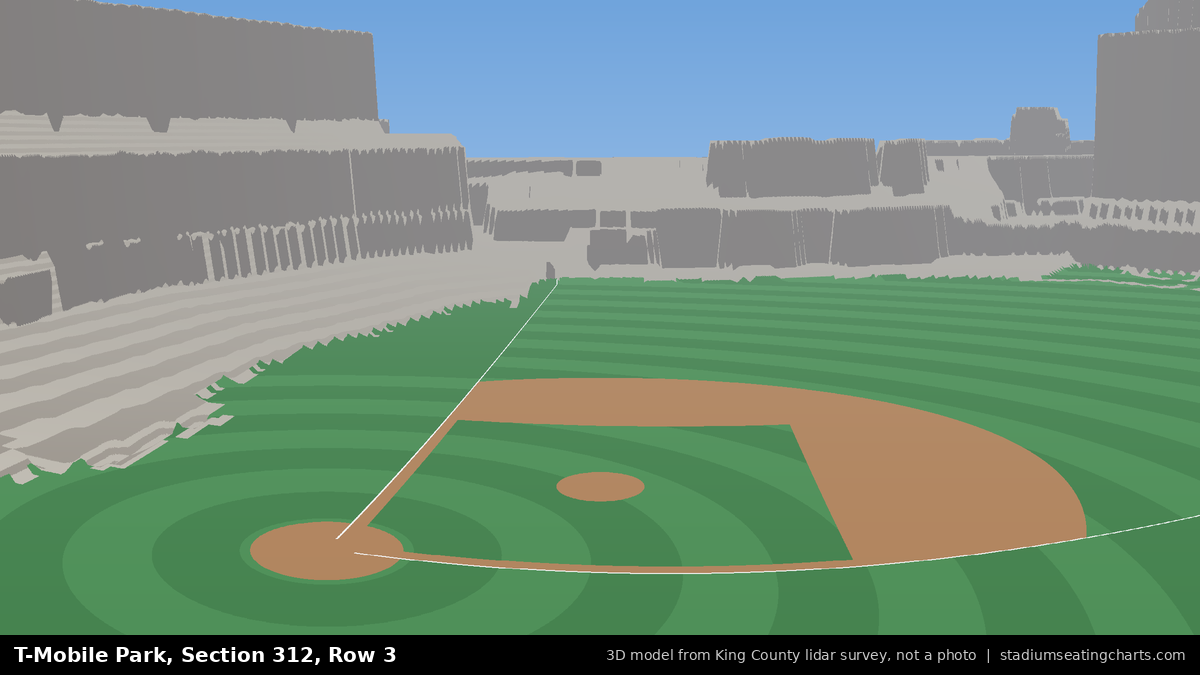 View from T-Mobile Park Section 312, Row 3, looking toward the pitcher's mound