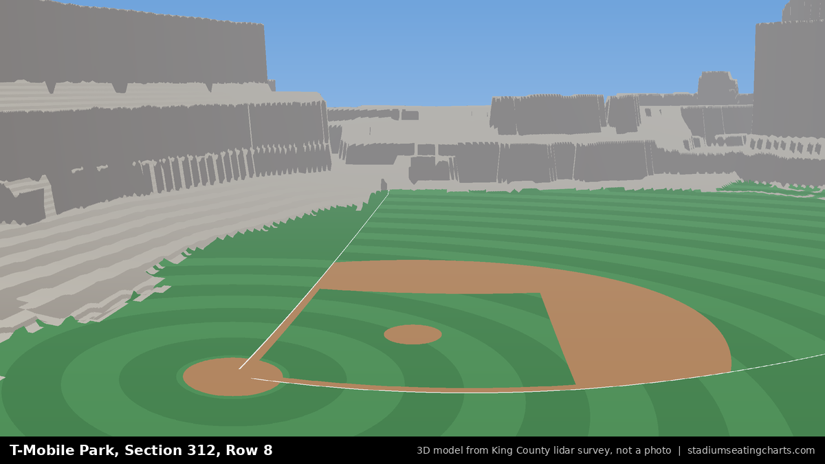 View from T-Mobile Park Section 312, Row 8, looking toward the pitcher's mound