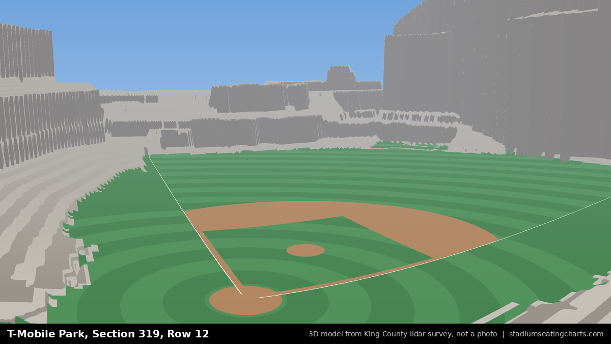 View from T-Mobile Park Section 319, Row 12, looking toward the pitcher's mound