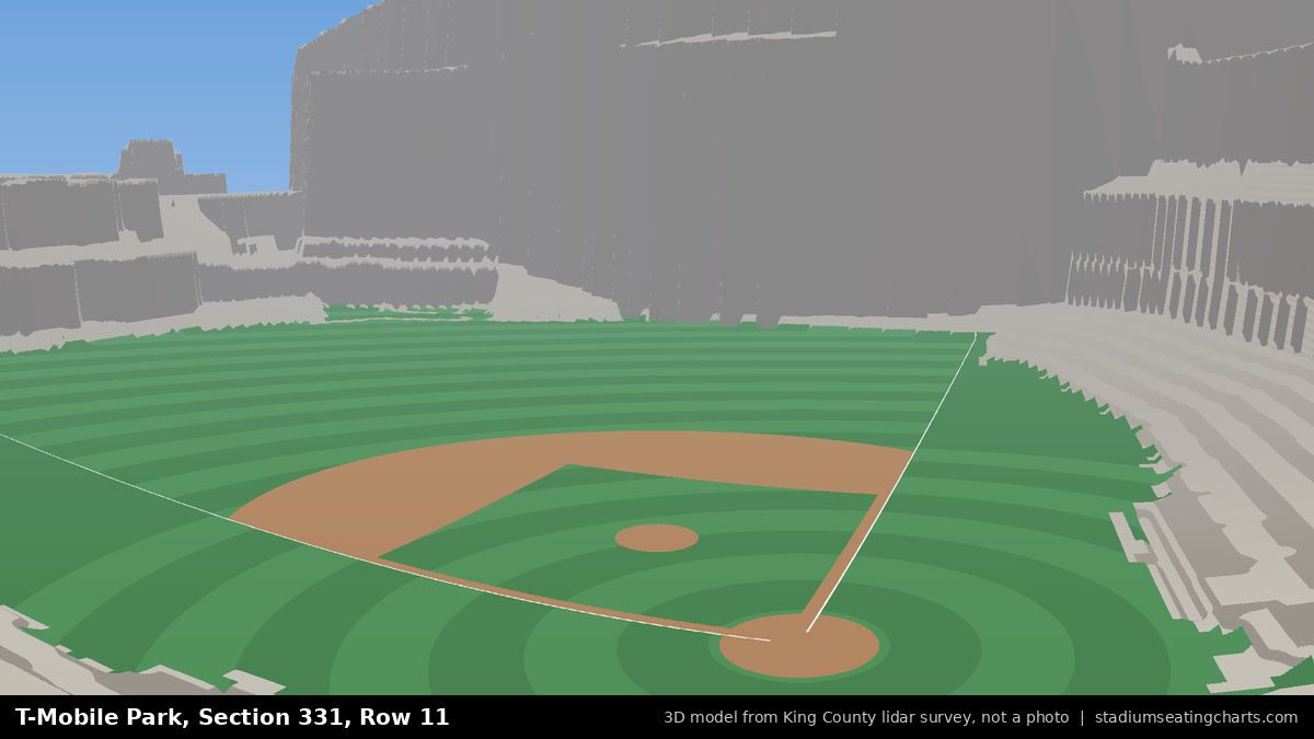 View from T-Mobile Park Section 331, Row 11, looking toward the pitcher's mound