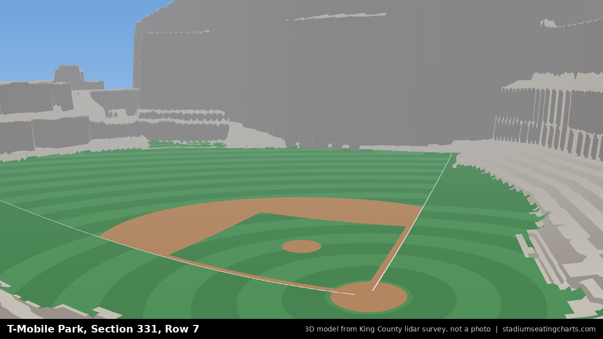 View from T-Mobile Park Section 331, Row 7, looking toward the pitcher's mound