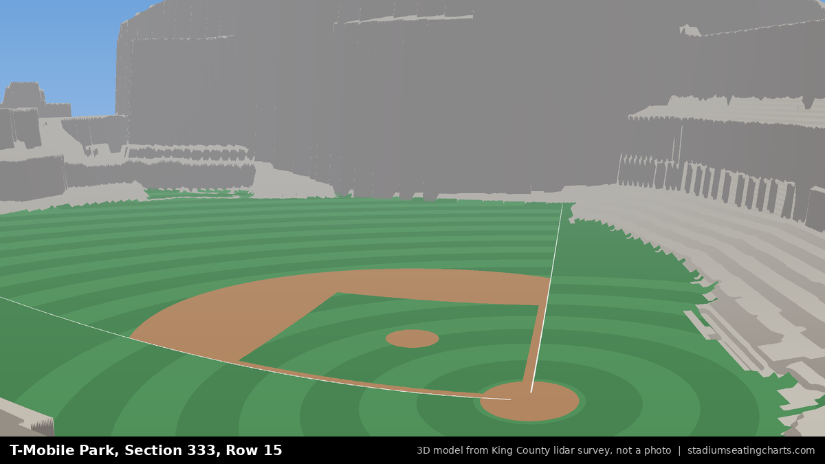 View from T-Mobile Park Section 333, Row 15, looking toward the pitcher's mound