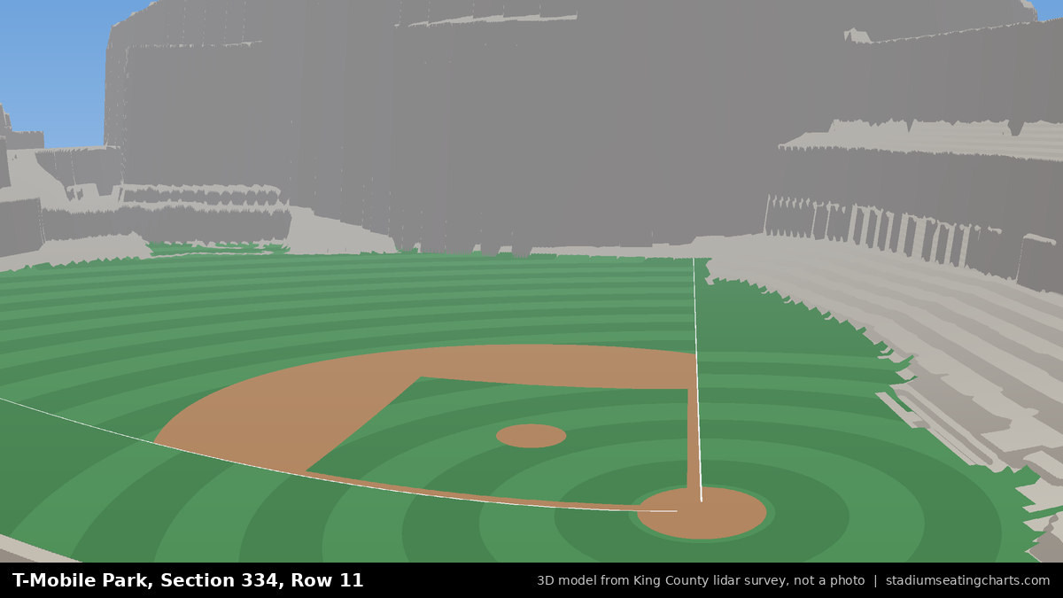 View from T-Mobile Park Section 334, Row 11, looking toward the pitcher's mound