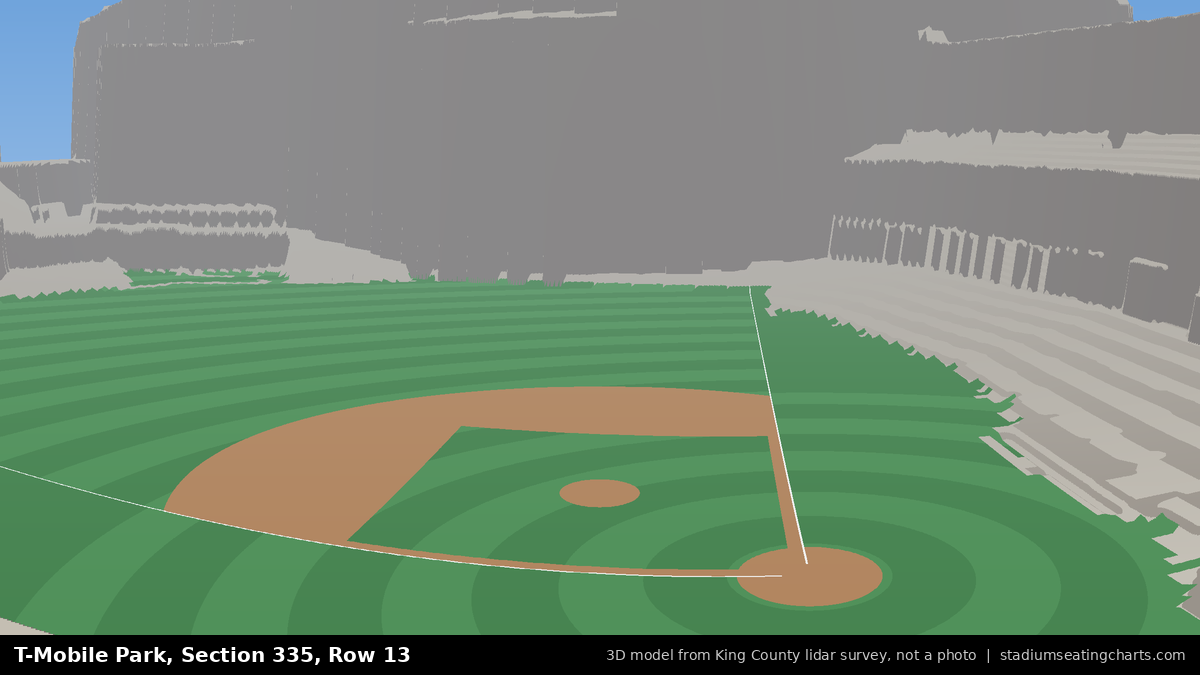View from T-Mobile Park Section 335, Row 13, looking toward the pitcher's mound