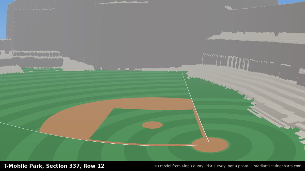 View from T-Mobile Park Section 337, Row 12, looking toward the pitcher's mound