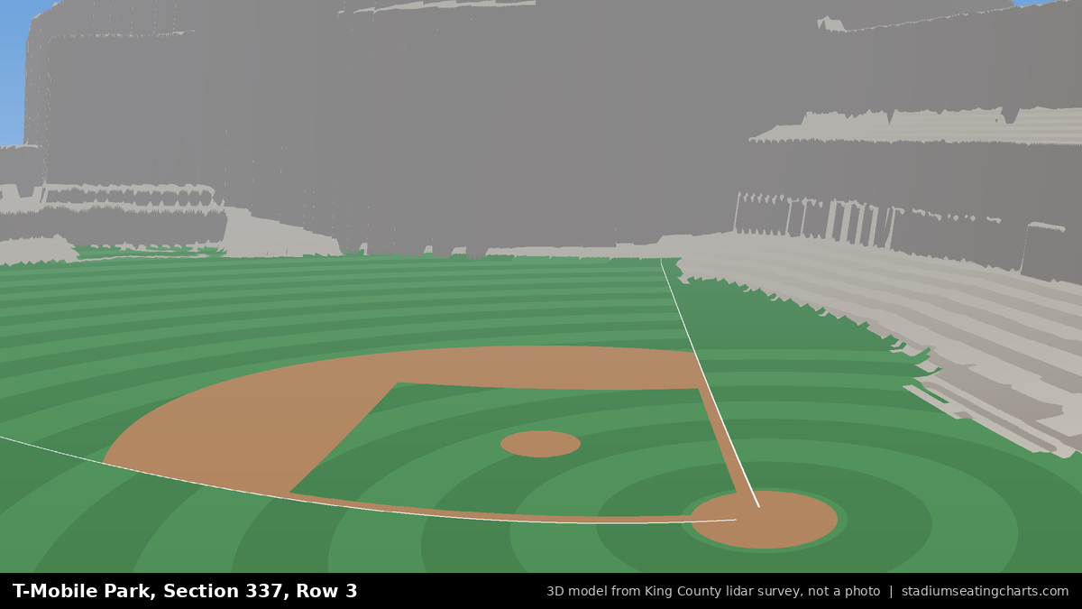 View from T-Mobile Park Section 337, Row 3, looking toward the pitcher's mound