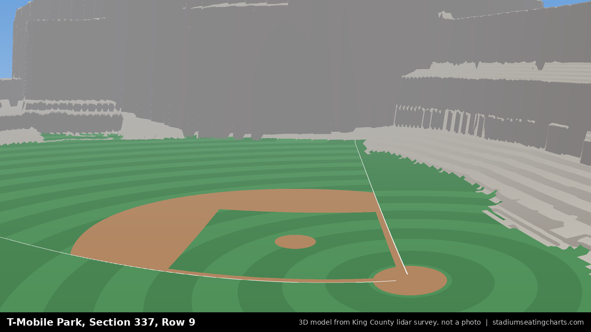 View from T-Mobile Park Section 337, Row 9, looking toward the pitcher's mound