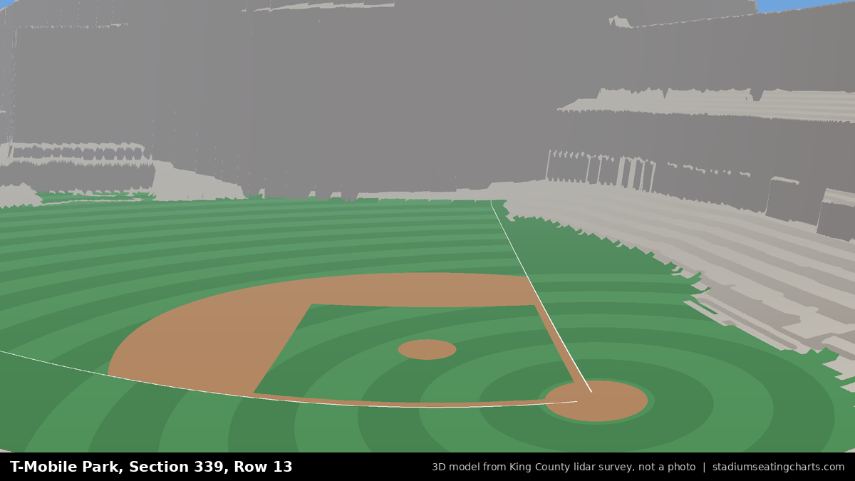 View from T-Mobile Park Section 339, Row 13, looking toward the pitcher's mound