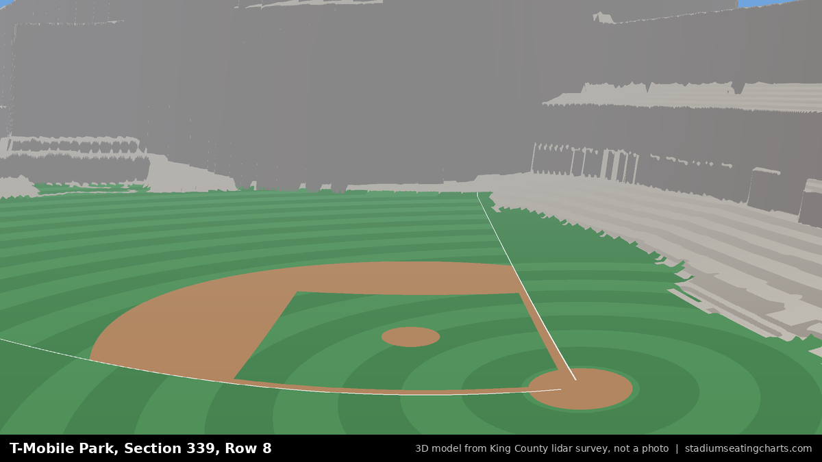 View from T-Mobile Park Section 339, Row 8, looking toward the pitcher's mound