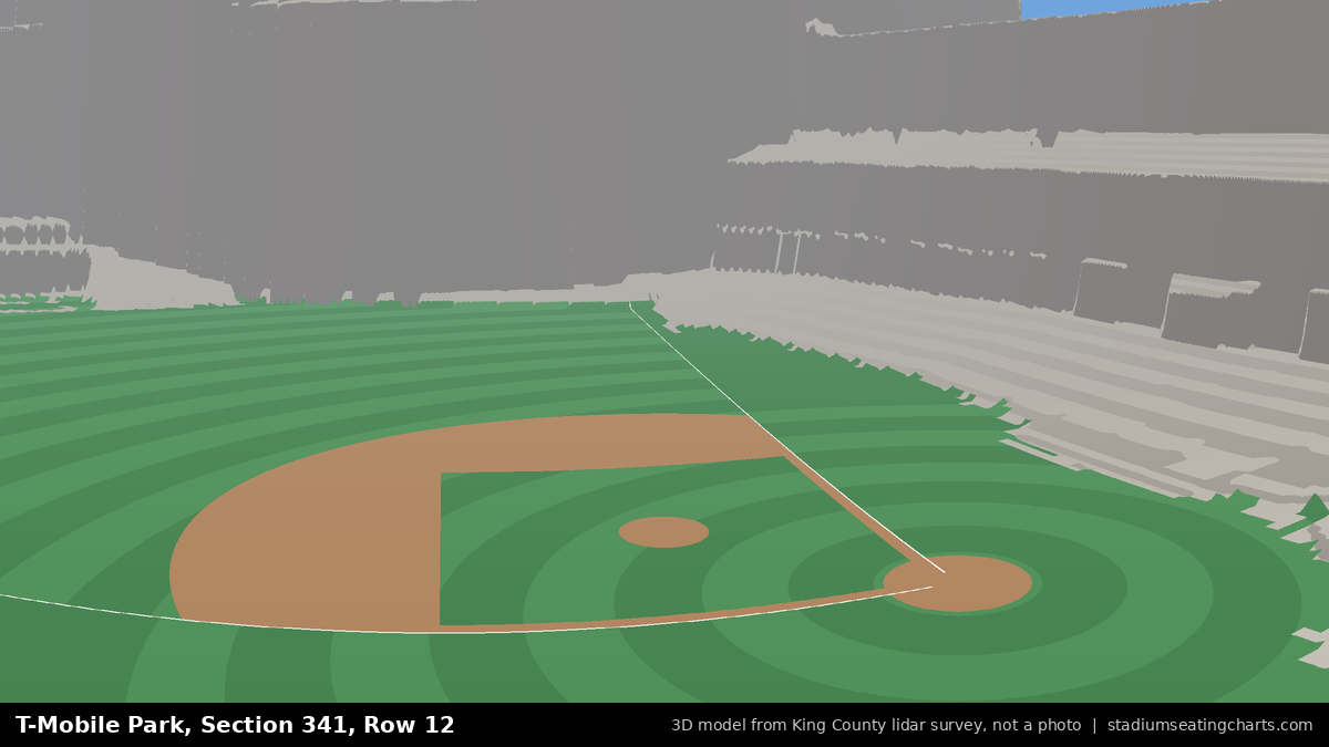 View from T-Mobile Park Section 341, Row 12, looking toward the pitcher's mound