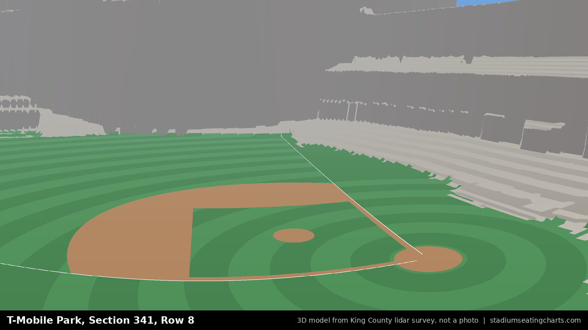 View from T-Mobile Park Section 341, Row 8, looking toward the pitcher's mound
