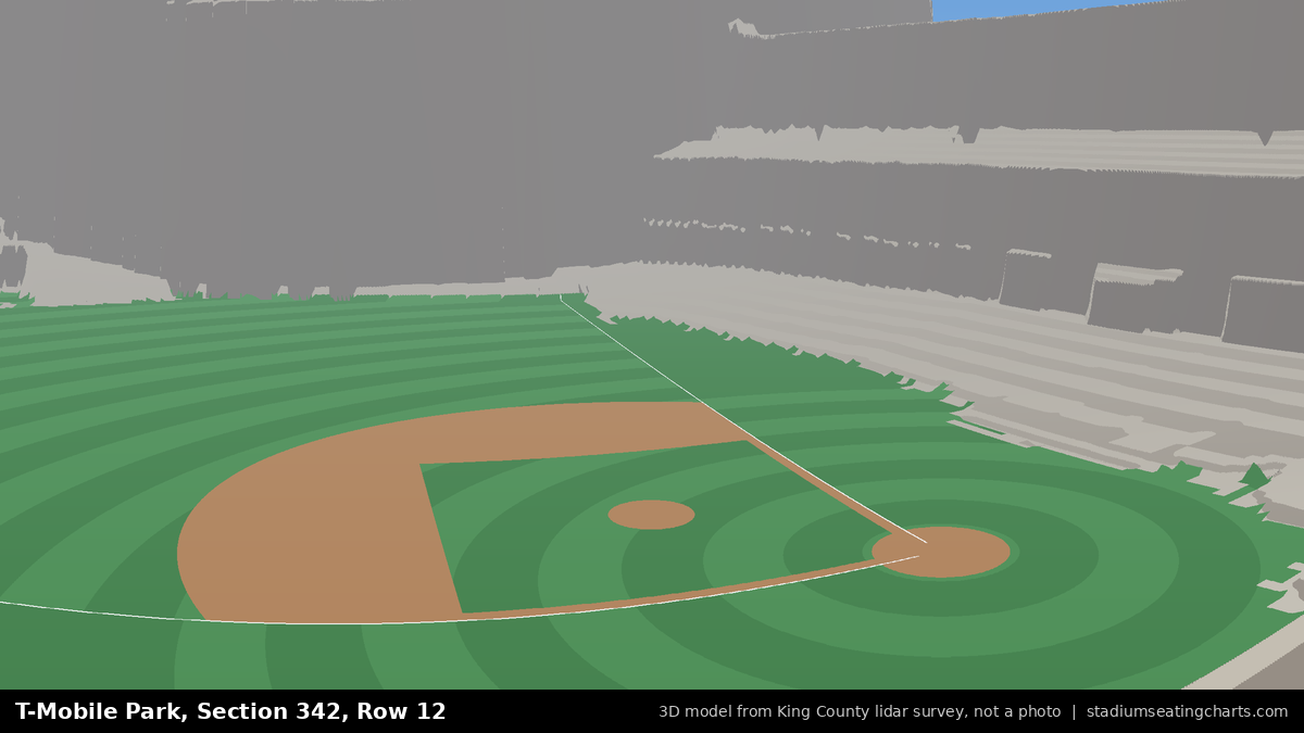 View from T-Mobile Park Section 342, Row 12, looking toward the pitcher's mound
