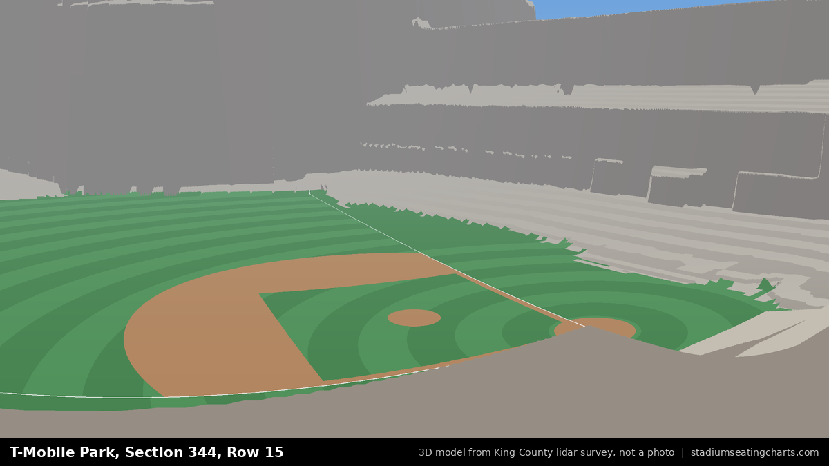 View from T-Mobile Park Section 344, Row 15, looking toward the pitcher's mound