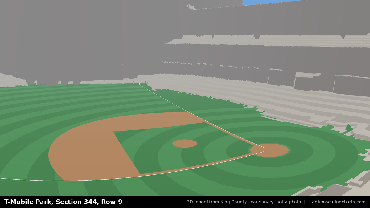 View from T-Mobile Park Section 344, Row 9, looking toward the pitcher's mound