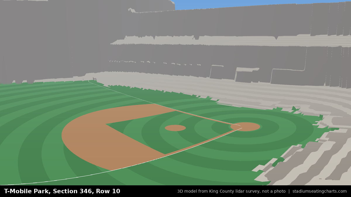 View from T-Mobile Park Section 346, Row 10, looking toward the pitcher's mound