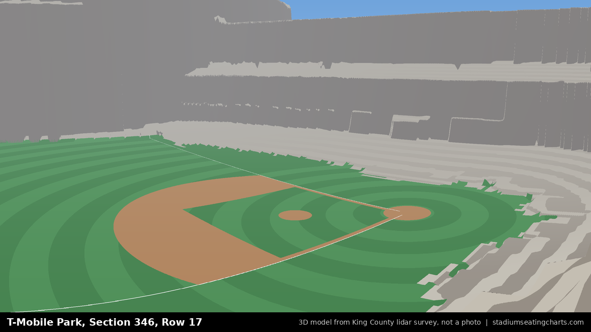 View from T-Mobile Park Section 346, Row 17, looking toward the pitcher's mound