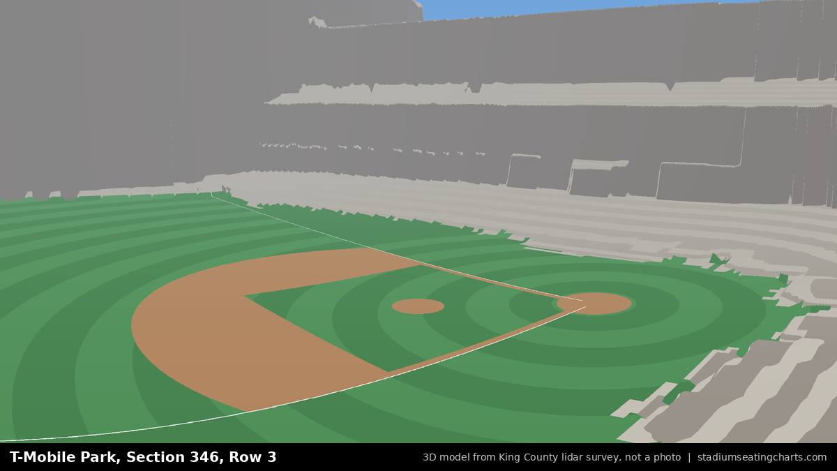 View from T-Mobile Park Section 346, Row 3, looking toward the pitcher's mound