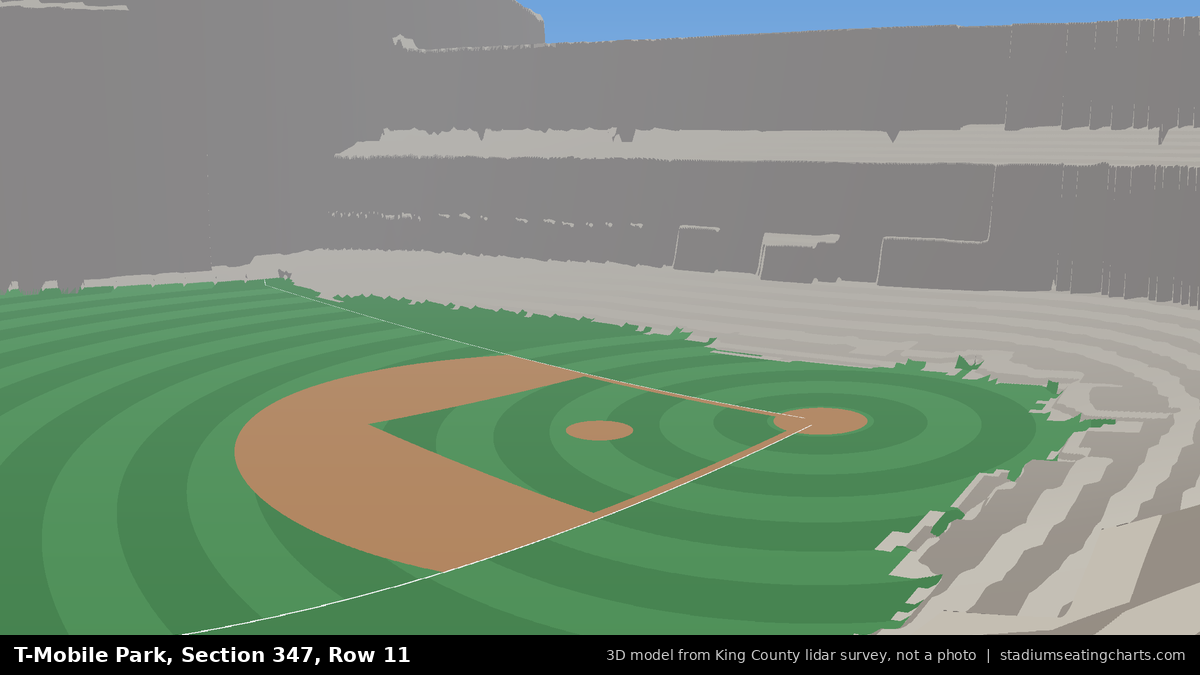 View from T-Mobile Park Section 347, Row 11, looking toward the pitcher's mound