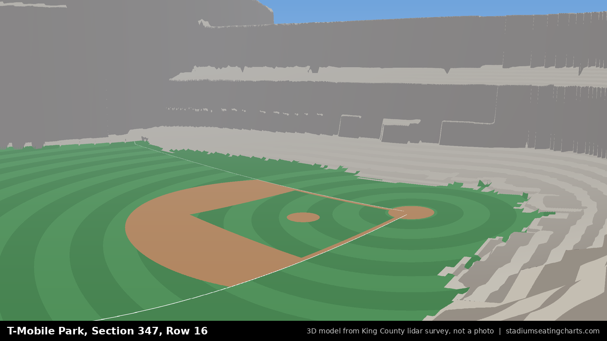 View from T-Mobile Park Section 347, Row 16, looking toward the pitcher's mound