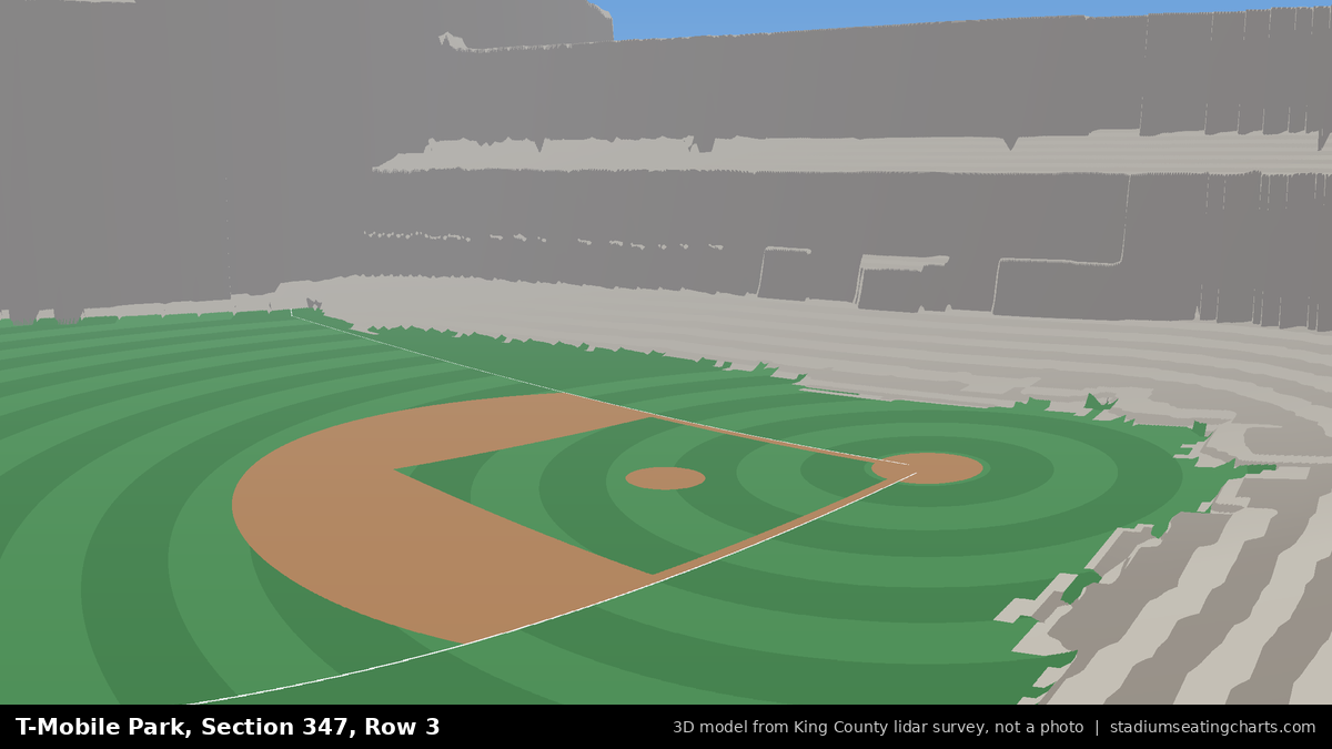 View from T-Mobile Park Section 347, Row 3, looking toward the pitcher's mound