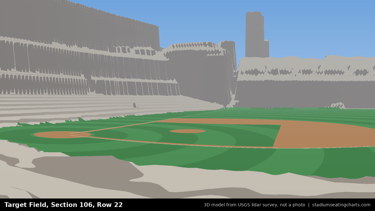 View from Target Field Section 106, Row 22, looking toward the pitcher's mound