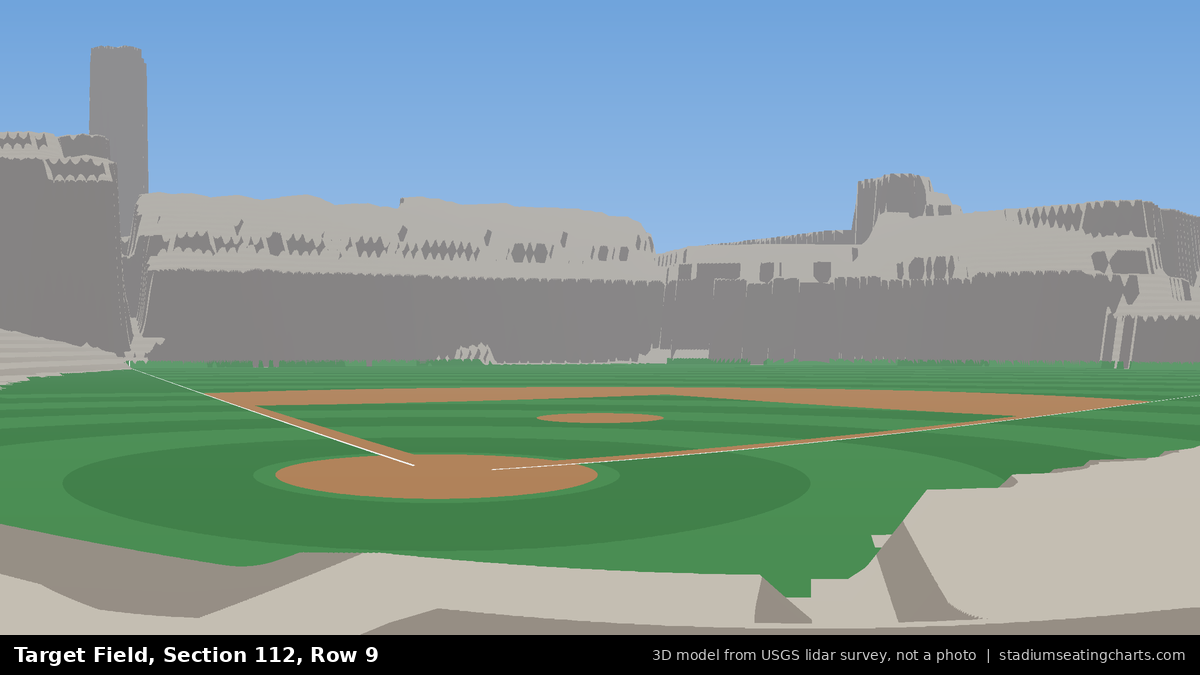 View from Target Field Section 112, Row 9, looking toward the pitcher's mound