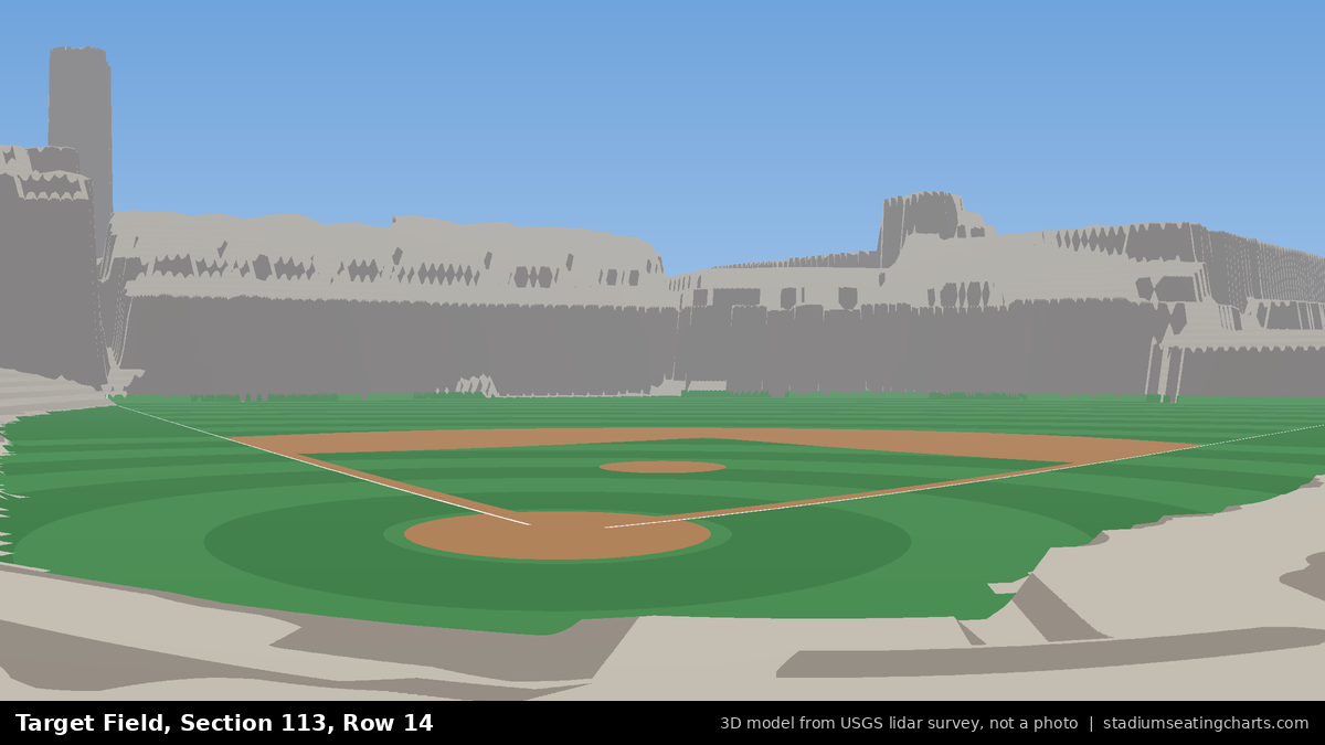View from Target Field Section 113, Row 14, looking toward the pitcher's mound