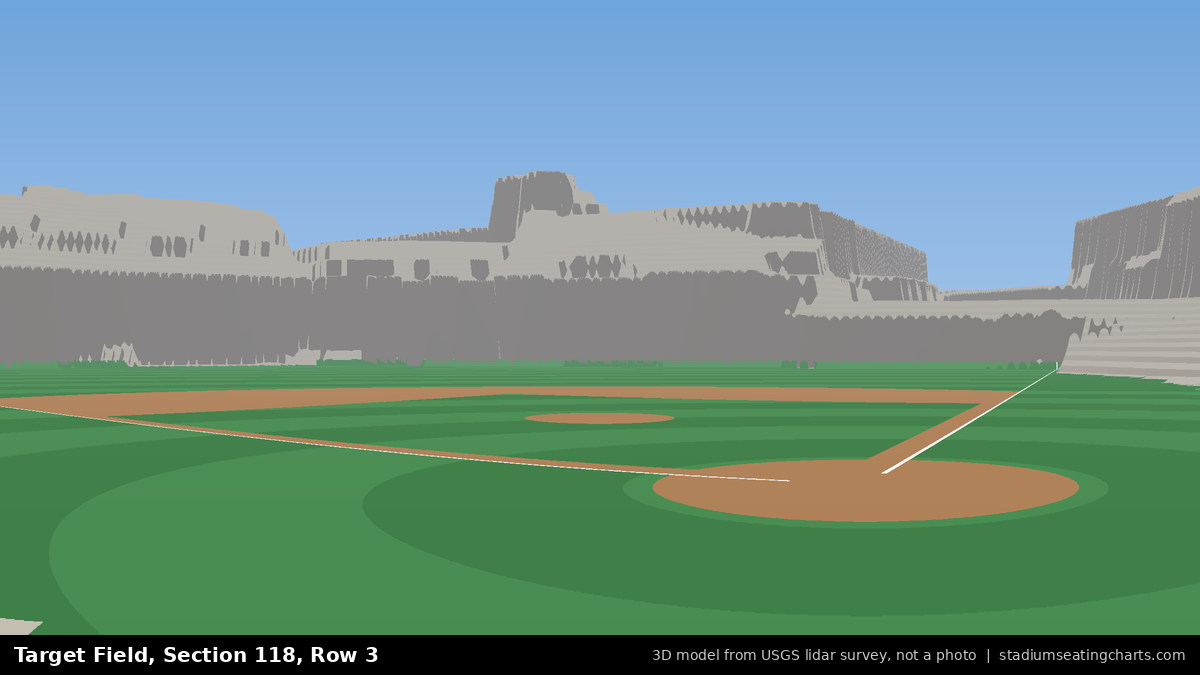 View from Target Field Section 118, Row 3, looking toward the pitcher's mound