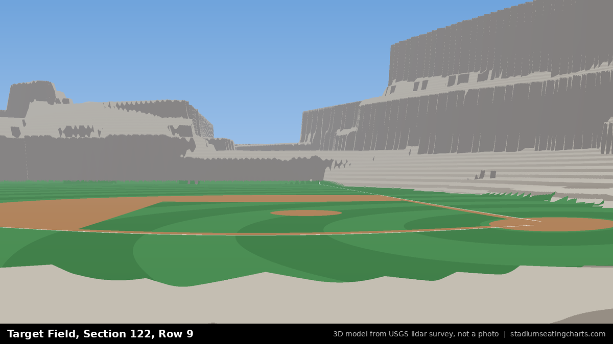 View from Target Field Section 122, Row 9, looking toward the pitcher's mound