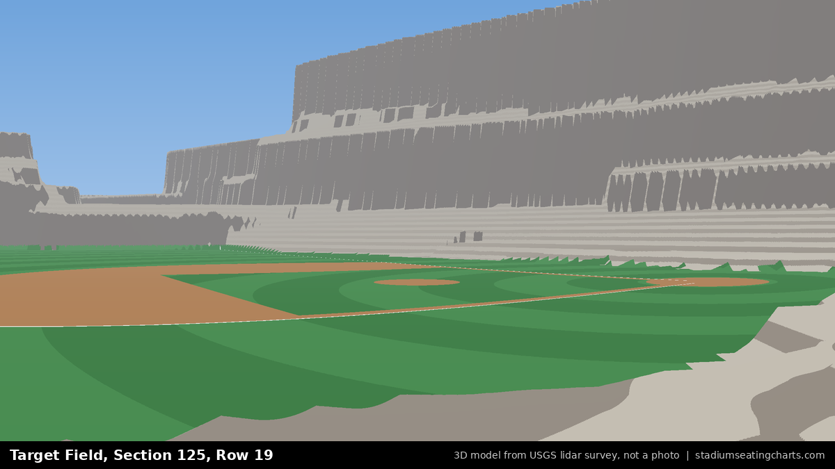 View from Target Field Section 125, Row 19, looking toward the pitcher's mound