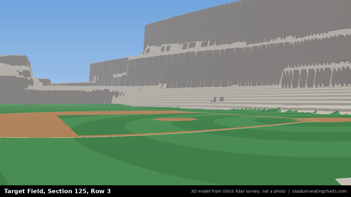 View from Target Field Section 125, Row 3, looking toward the pitcher's mound