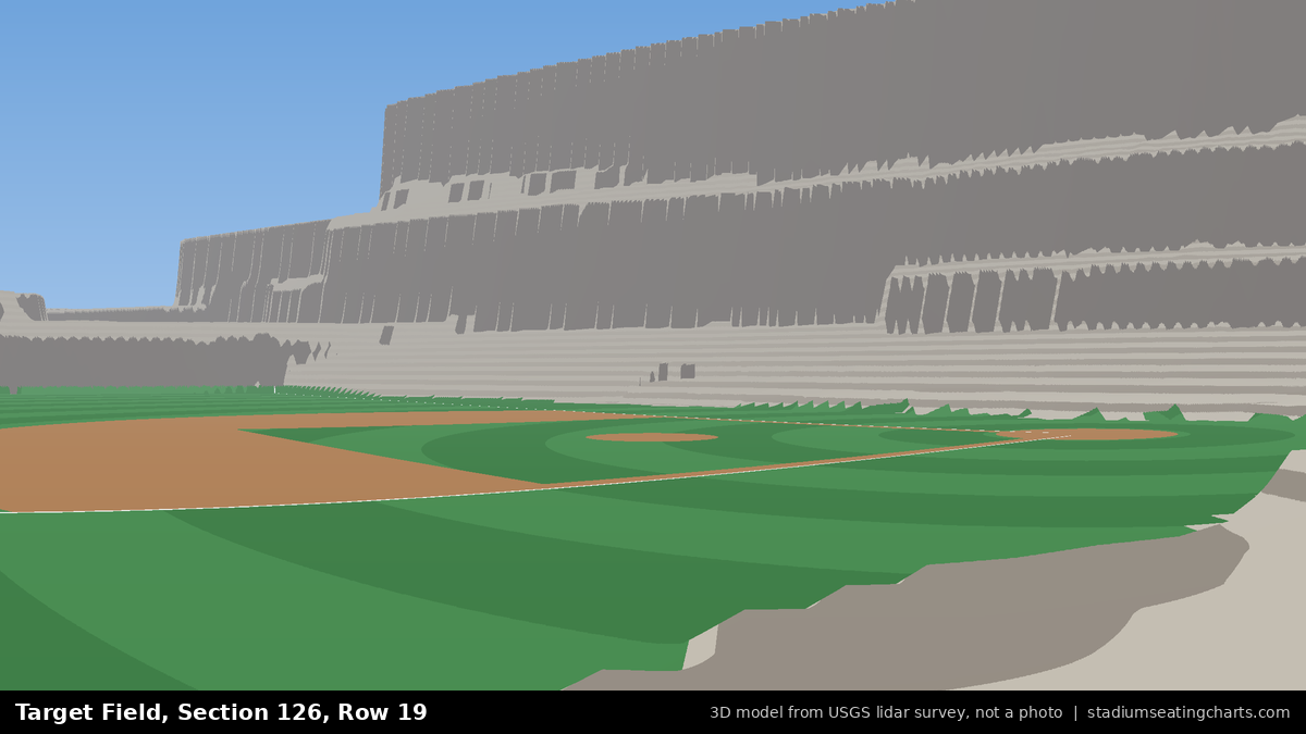 View from Target Field Section 126, Row 19, looking toward the pitcher's mound
