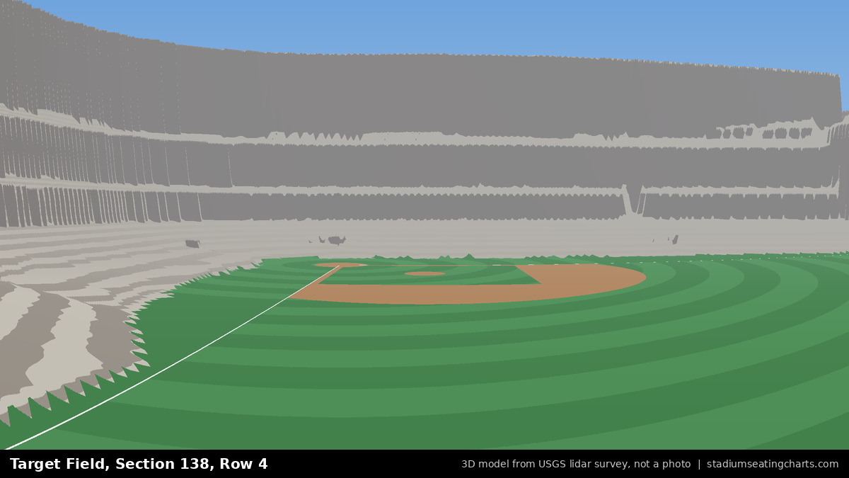 View from Target Field Section 138, Row 4, looking toward the pitcher's mound