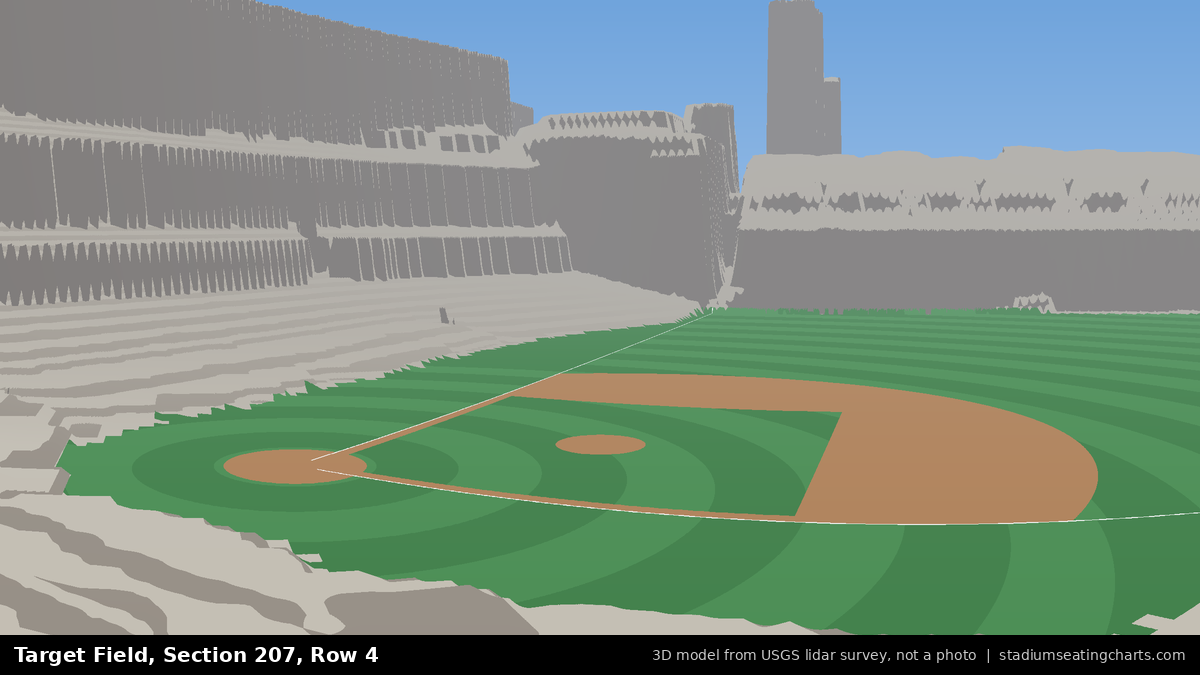 View from Target Field Section 207, Row 4, looking toward the pitcher's mound