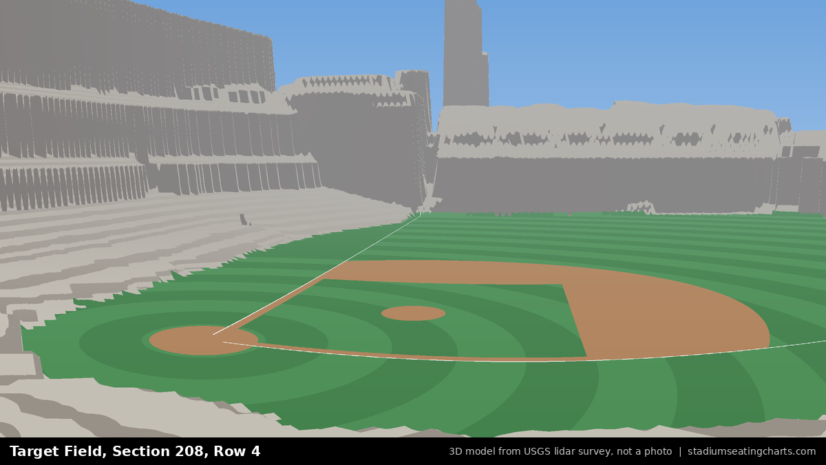 View from Target Field Section 208, Row 4, looking toward the pitcher's mound